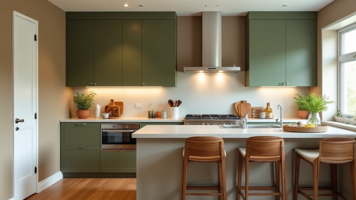 aranżacje jaki kolor ścian w kuchni do brązowych mebli