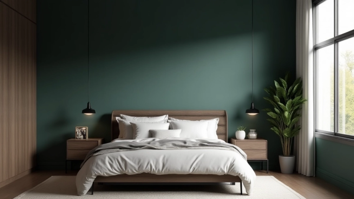 ciemne meble w sypialni jaki kolor scian