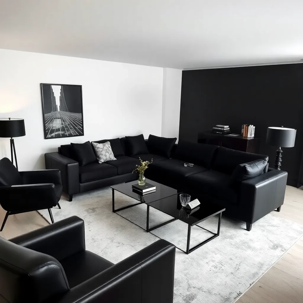 Czarne meble do salonu inspiracje