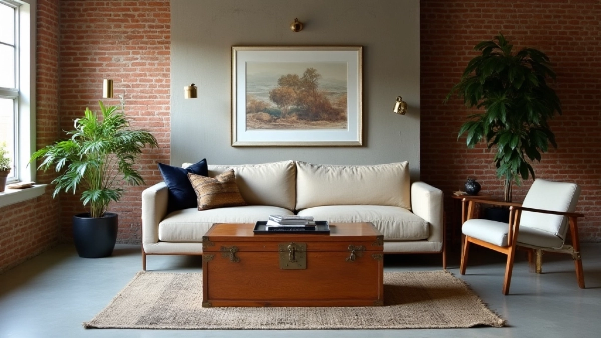 Nowoczesny salon ze starymi meblami