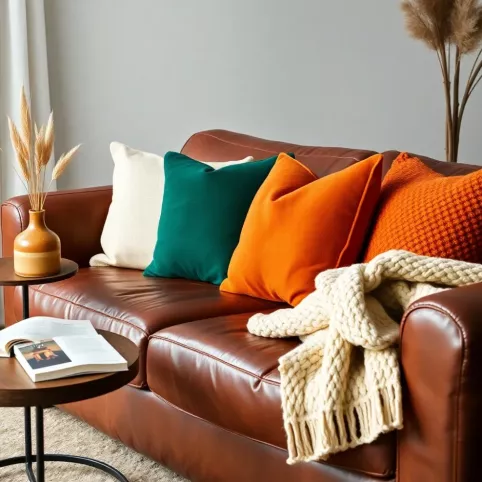 Dodatki do brązowych mebli w salonie