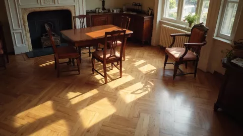 jasna podłoga ciemne meble