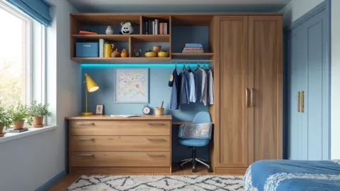 Meblościanka z biurkiem dla chłopca