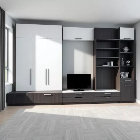 Nowoczesna meblościanka do salonu z szafą