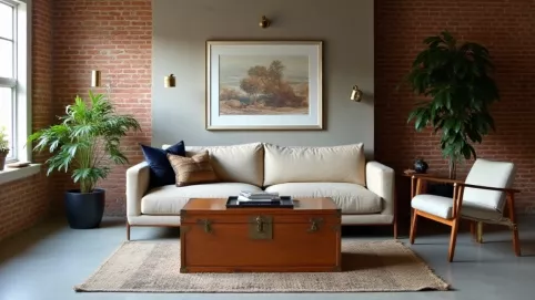 Nowoczesny salon ze starymi meblami