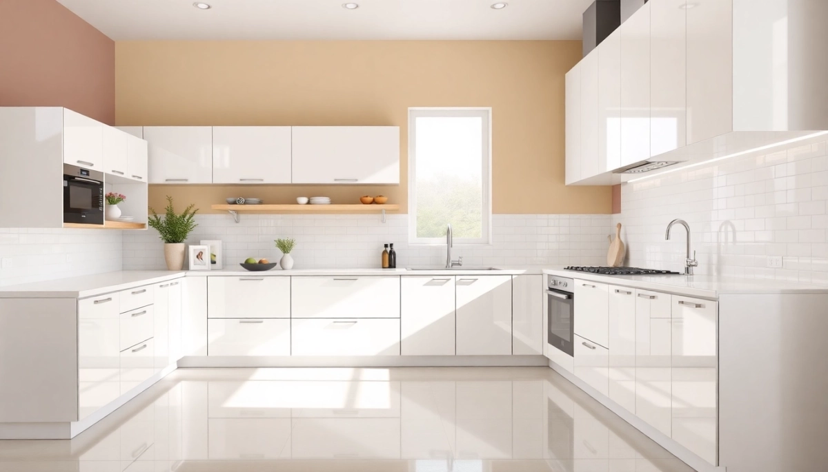 Wysoki połysk jaki kolor ścian do białych mebli w kuchni